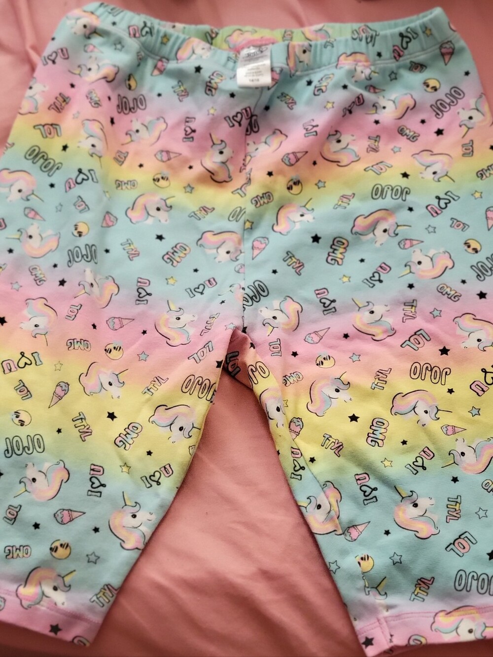 Jojo Siwa Biking Shorts Rainbow Unicorn Emoji Big Girls Pastel Multicolor XL